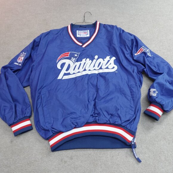 Vintage New England Patriots Jacket Large Blue Pullover Starter
